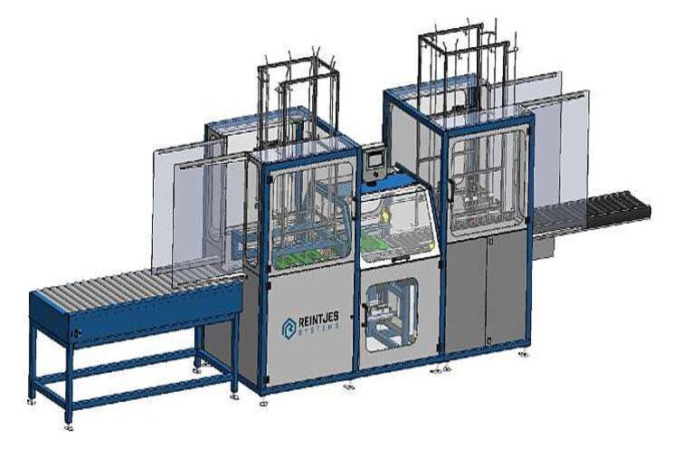 Innovatieve machine om kratten uit de vouwen Innovatieve machine om kratten uit de vouwen